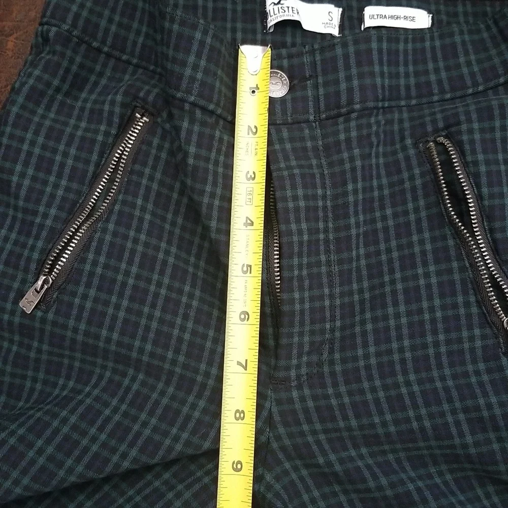 #T - Hollister Women Ultra High Rise Plaid Pants Blue Green Black Size S - Picture 5 of 8